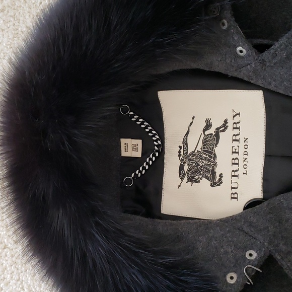 BURBERRY COATBRIDGE DOUBLE-BREASTED WOOL CASHMERE TRENCH COAT FUR COLLAR - Picture 8 of 16